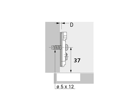 Монтажная планка для петли Sensys/Intermat H=5,0 регулировка эксцентриком, в комплекте с 2 евровинтами Art. 9071668, Hettich