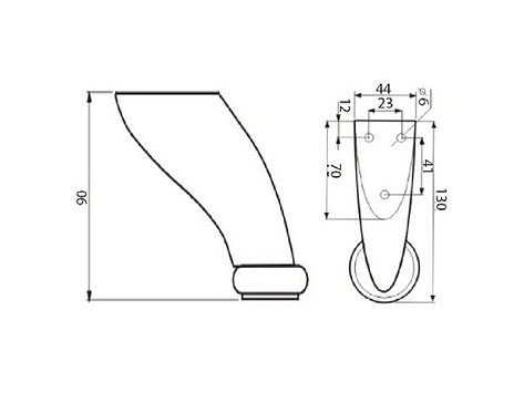 Ножка для мягкой мебели A075 (B206) штампованная 1мм h90 мм, хром
