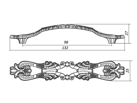 Ручка мебельная, скоба WMN797, 96 мм, Италия, королевский черный с серебряной патиной, Giusti