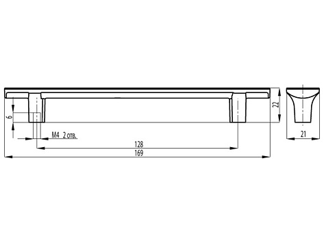 Ручка мебельная, скоба FS-158, 128 мм, белый пластик, хром, Валмакс