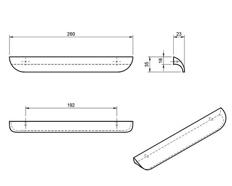 Ручка мебельная  Wave HL-006M деревянная (дуб), белая, 192 мм