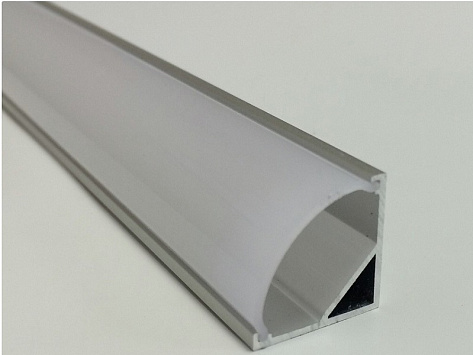 Профиль угловой радиусный алюминиевый для светодиодной ленты, анод. серебро, с мат. экраном, заглушками и крепежом, 16х16х2000 мм SP280