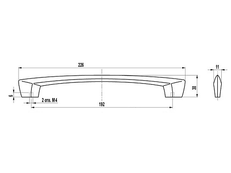 Ручка мебельная, скоба FS-107, 192 мм, хром, Валмакс