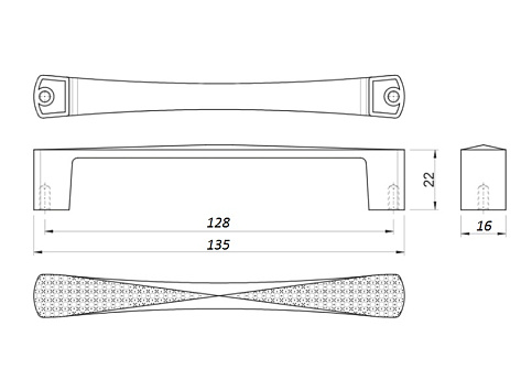 Ручка мебельная, скоба COMO, 128 мм, хром, GTV
