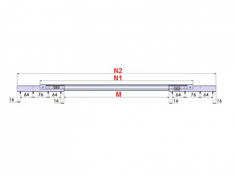 Механизм для раздвижного стола внутренний синхронный HMR 88 (HMR-F), MEPA