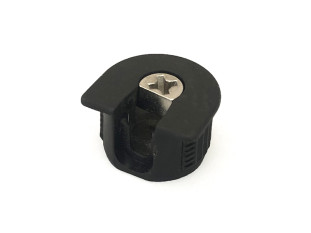 Стяжка-полкодержатель для плиты 16 мм, шток саморез, черный пластик