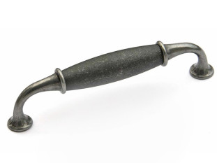Ручка мебельная, скоба Victoria, 128 мм, чугун/глянцевое олово, Metakor