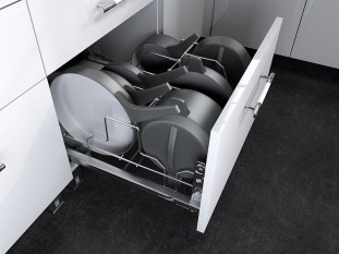Система выдвижная Padella для хранения сковородок с фасадным креплением, плавное выдвижение, модуль 900мм, Италия, Ecotech