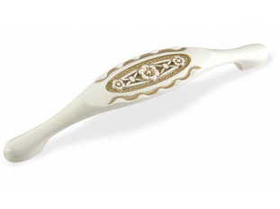 Ручка мебельная, скоба FS-128, 128 мм, слоновая кость с золотом, Валмакс