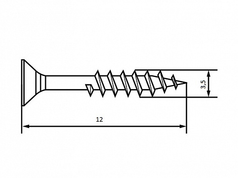 Шуруп по дереву и ДСП потай PZ 3,5х12 (1000 шт.) оцинков.