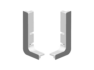 Торцевая заглушка открытая Gola L, пластик, глянцевый алюминий, комплект левая + правая, Италия