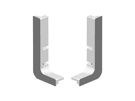 Торцевая заглушка открытая Гола L, пластик, глянцевый алюминий, комплект левая + правая, Италия