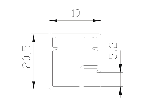 Профиль для фасадов узкий 831 20,5х19х5400 серебро крац. DE0831.VP540.SLXAN.CJ