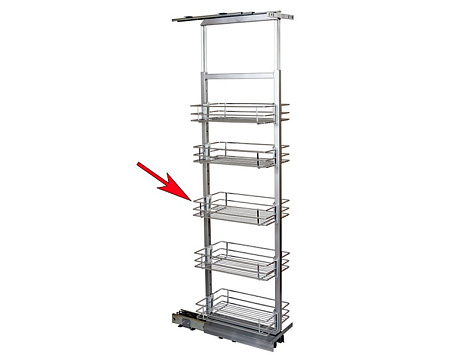 PTJ012F-300 (Basket) Комплект полок (корзин) для выдвижного кухонного пенала H=1400-1700 (256х480), 5 штук, хром