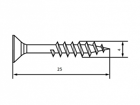 Шуруп по дереву и ДСП потай PZ 4х25 (1000 шт.) оцинков.