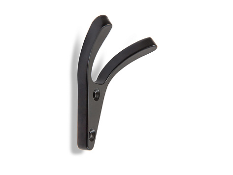 Крючок мебельный СЕНАТОР K212BL.2, двухрожковый, матовый чёрный, Boyard