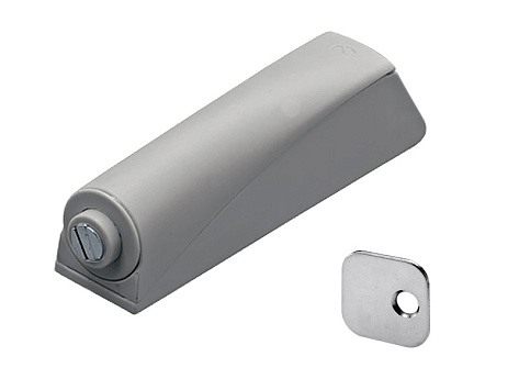 Механизм открывания дверей Push to Open Magnet накладной, короткий ход, с отв. планкой, светло-серый Art. 9089604, Hettich