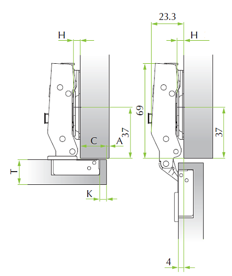 Петля Integra 2-Ways накладная 105* с демпфером Art. 51BSH5050005000, FGV