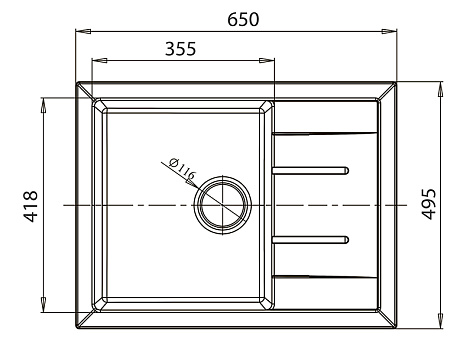 Мойка кухонная Granfest GF - Q650L, 650х495х200мм, песочный 302, искусственный камень, в комплекте