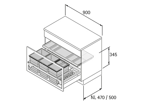 Система сбора мусора INSERTFLEX модуль 900 для INNOTECH ATIRA/ARCITECH, KB900, Art. 9352471, Hettich