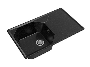 Мойка кухонная Granfest GF - U-840L, 840х500x200мм, черный, искусственный камень, в комплекте