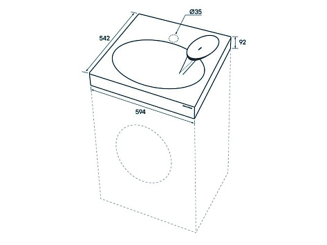 Раковина над стиральной машиной MOND 720431, белая, 60х55, с комплектом, Paulmark
