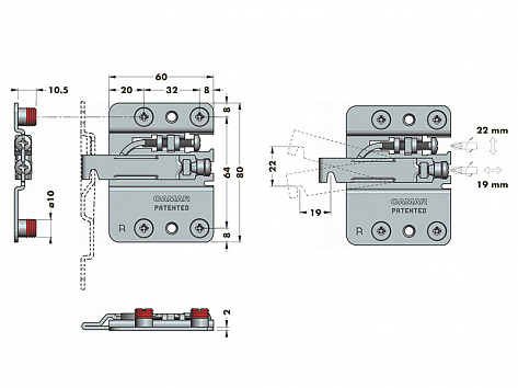 Навес 807 RV (врезной) для каркаса со встр. ящиком, левый, 807.02.Z1.RV.SX, CAMAR
