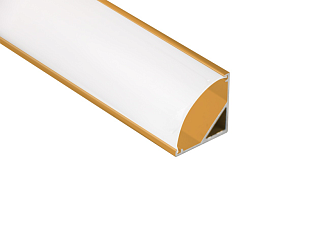 Профиль угловой радиусный алюминиевый для светодиодной ленты, анод. золото, с мат. экраном, заглушками и крепежом, 16х16х2000 мм SP280GD 
