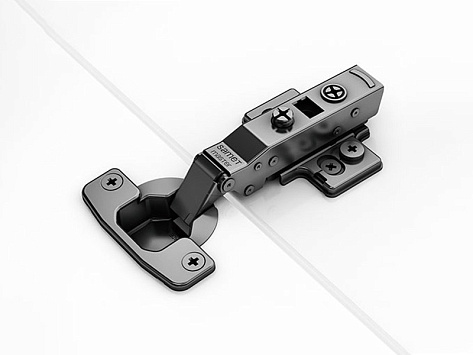 Петля MASTER BLACK накладная 110* с доводчиком, Clip-On, 48AX , Чёрная, Art. 10102412, Samet