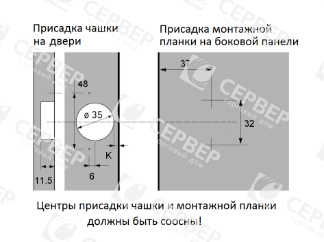 Петля для фальшпан. с доводчиком, clip-on, отв. планка H=2 с эксц. регулировкой, с заглушками на чашу и плечо, 4 шурупа, LID