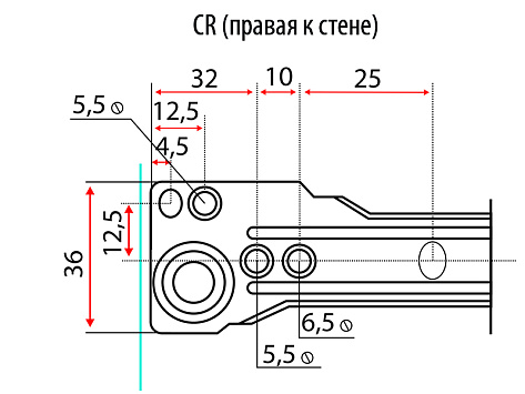 Направляющие роликовые для ящиков 350мм, белый