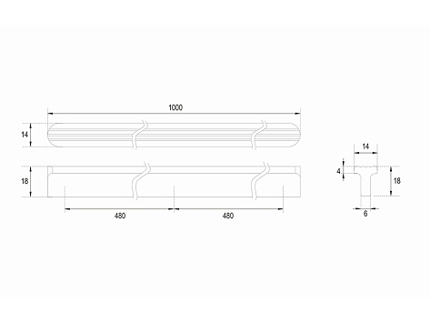 Ручка мебельная, накладная ШЕЛЛ RS064W.4/960, 480х2 мм, белый, Boyard