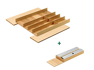 Лоток для ящика ФайнЛайн Линик, 500 - 600 мм, глубина 500 мм + держатель для фольги, дуб натуральный, ROCKENHAUSEN, Art. 2373790369, Kessebohmer