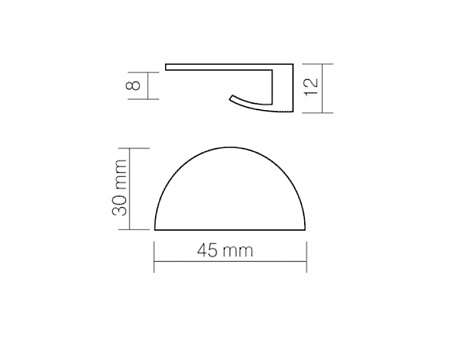 Клипса для полки светодиодная 12V/0.24W (теплый свет 3000K), пластик, хром