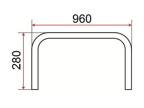 Штанга П-образная, L=960мм, 4047.CR (JK25), Россия