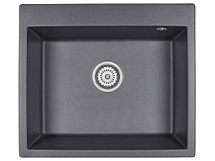 Мойка кухонная Granula 6001, 600x520х200мм, ЧЁРНЫЙ, искусственный камень, в комплекте