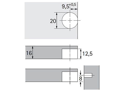 Стяжка-полкодержатель VB 135, серая Art. 9022077, Hettich