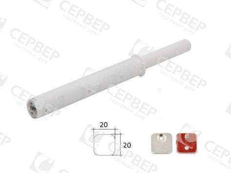 Нажимной толкатель фасадов с магнитом, длинный ход 37мм, врезной, белый 22N, d10