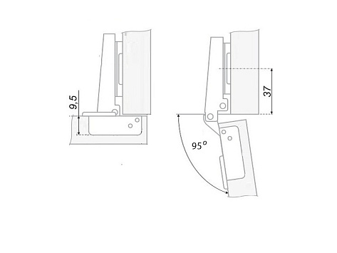 Минипетля накладная 95*, slide on, крепление шурупом, с ответной планкой H=2