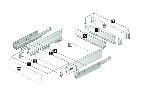 Комплект ящика InnoTech Atira 70х300 антрацит, полн. выдв., Silent System, Art. 9234542, Hettich