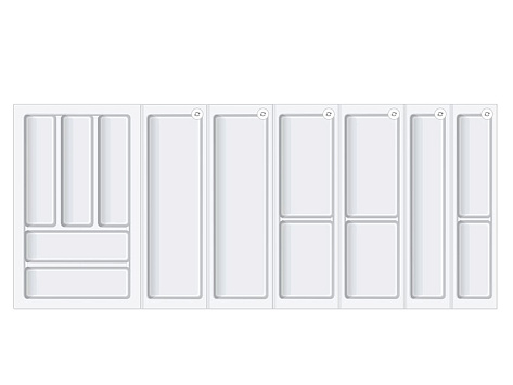 Лоток для столовых приборов BLOKI PC14 + PC12 + PC13 + PC11 + PC10, 480мм, для ящика шириной 1150мм, белый, Boyard