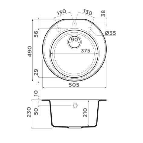 Мойка Omoikiri Miya 50R EV 375х210х10мм Эверест