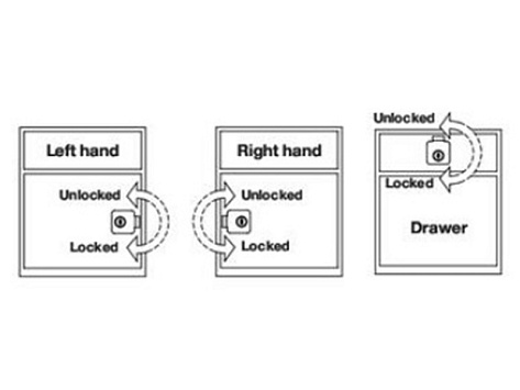 Замок SYMO 3000 квадратный, цинк никелиров. Слева. 232.26.610 HAFELE
