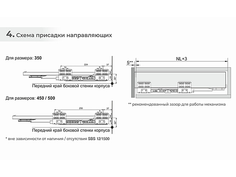 Комплект ящика с прямыми боковинами СТАРТ PUSH+SOFT ЭКСТРА высокий, 199мм, графит, SB41GRPH.1/500, Boyard