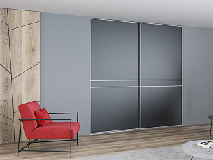 ARISTO Slim Line 2 двери под стекло в проём L200H2650, верхняя направляющая открытая, с доводчиками, серебро крац