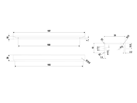 Ручка мебельная, торцевая MONTE RT110SG.1/160/200, 160 / 200 мм, золото, Boyard