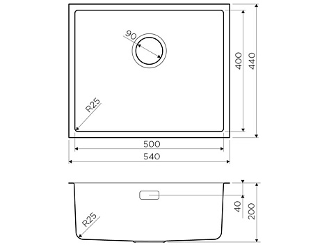 Мойка Omoikiri Tadzava 54-U/I-IN 540х440х200мм, выпуск 3 1/2, нержавеющая сталь, в комплекте