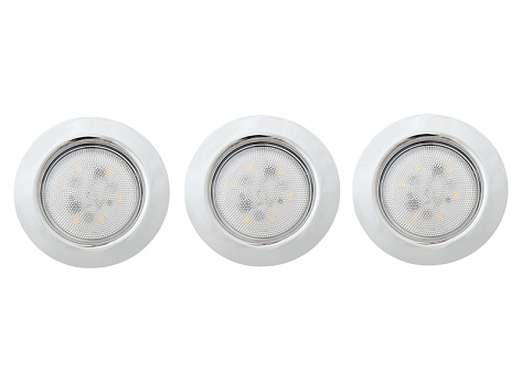 Комплект 3 LED врезных светильников FT-9228 220V, (сетевой шнур с выкл. в упаковке), нейтральный 4000K, хром