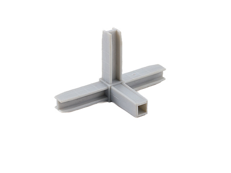 Уголок сборочный 4d с отверстием и резьбой M8, серый металлик, Алюмформ