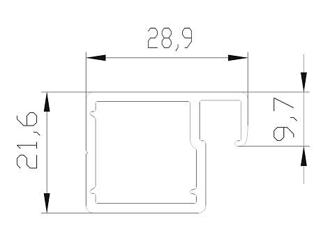 Профиль для фасадов узкий EDGE MAX 708 28,9х21,6х5400 , черный крац. DE0708.VP540.BKBAN.CJ
